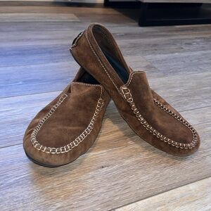 Brown Suede Moccasin-Style Slip-On Loafers